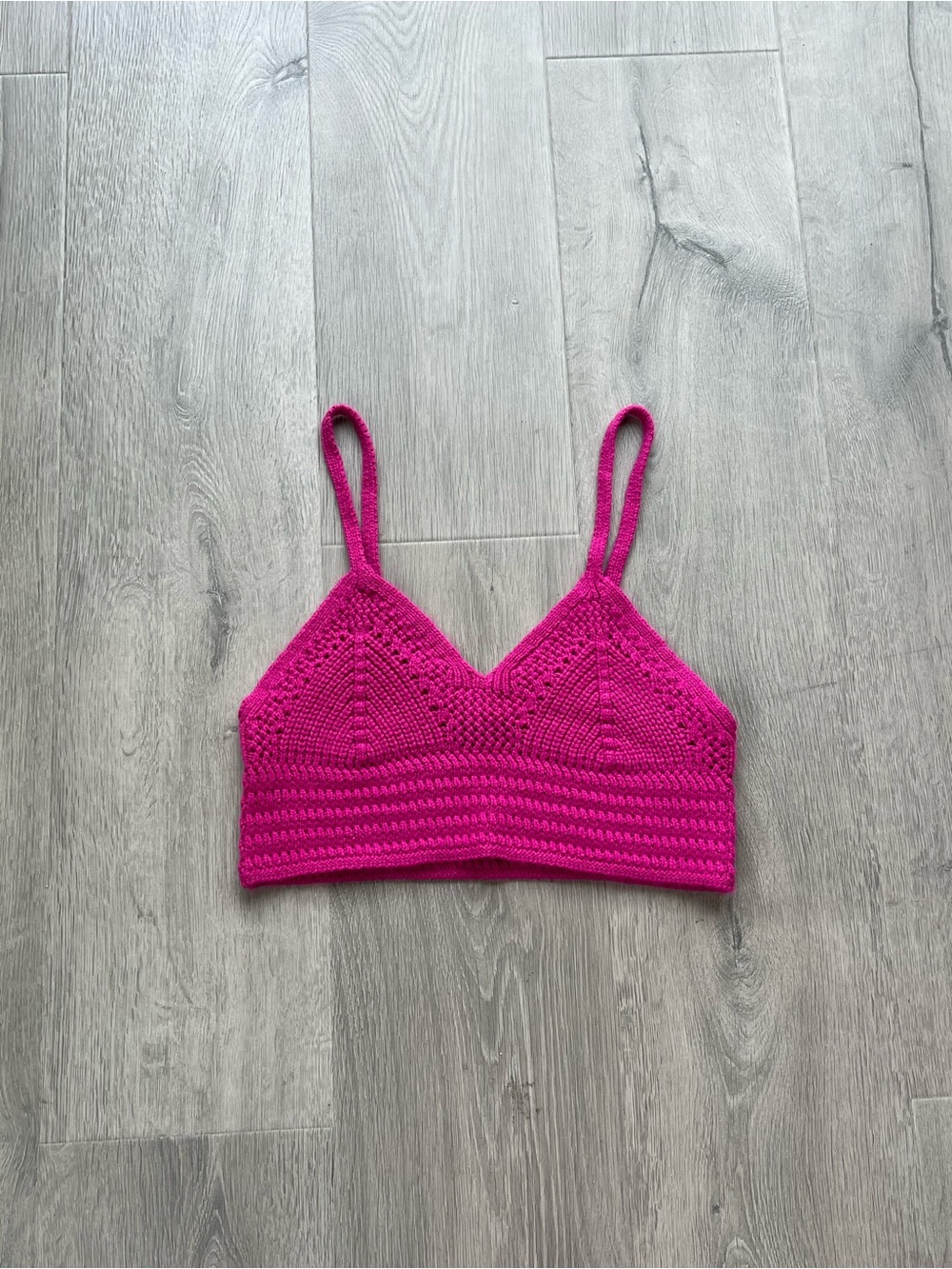magenta crochet tank